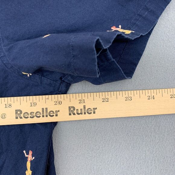 J. Crew Button Shirt Mens Size Medium Hawaii Girl Guitar Short Sleeve Blue - Picture 9 of 16